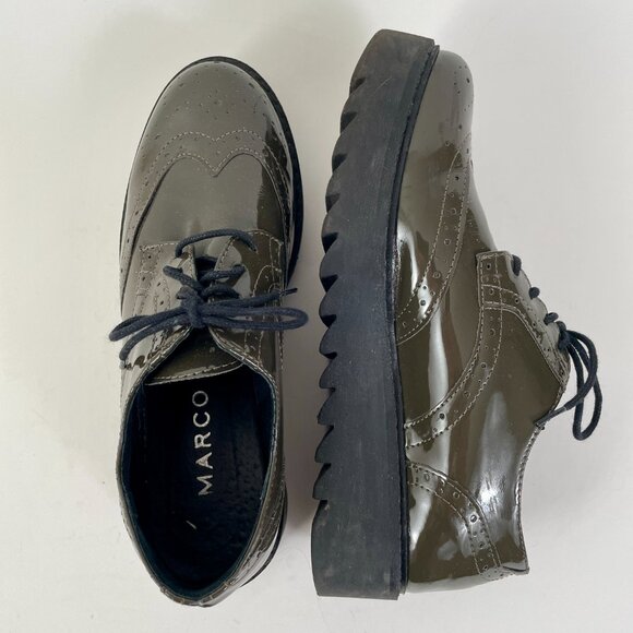 Marco Patent Platform Lace Up Brogue Oxfords Shoes, Deep Green, Size 7.5 (EU 38) - Picture 3 of 10